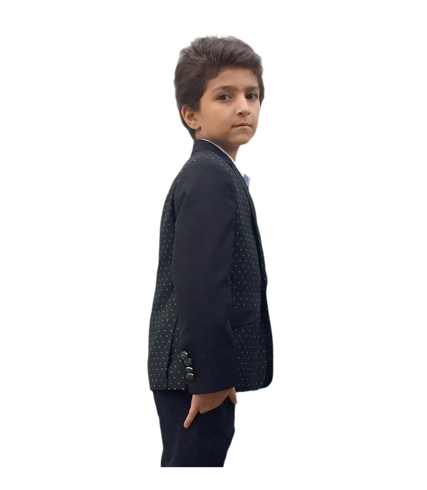Пиджак Elie Balleh Black Slim Fit Diamond Dots Blazer для мальчиков, цвет: Чёрный — фото 2