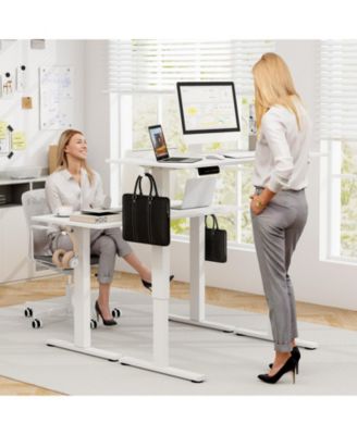 Electric Standing Desk with 3 Memory Height Settings and 2 Hanging Hooks & Cable Management