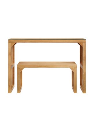 Pine Dining Bench & Table with Glass Top