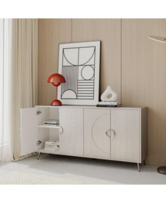 Streamdale Lacquered 4-Door Sideboard Cabinet in Champagne Silver