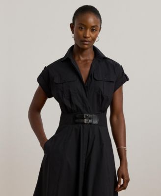 Women's Buckle-Trim Cotton-Blend Shirtdress