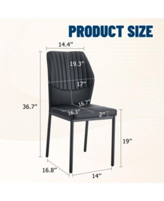 Black PU Dining Chairs - Set of 6, Metal Legs, Stripe Back