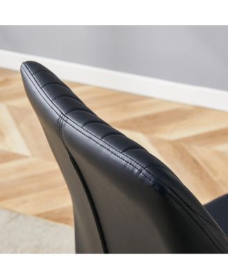 Black PU Dining Chairs - Set of 6, Metal Legs, Stripe Back