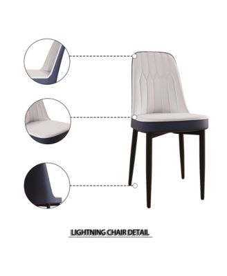 Set of 2 with PU Leather Cushions ,Metal  Modern Dining Chairs