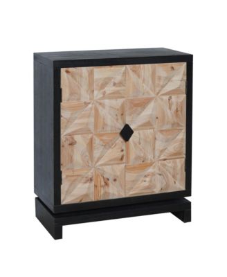 3D Geometric Carved wood Double-Door Cabinet