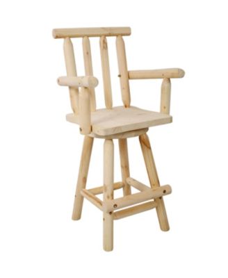 Rustic Fir Bar Stool with Armrests and Footrest (4ft, Light Brown)