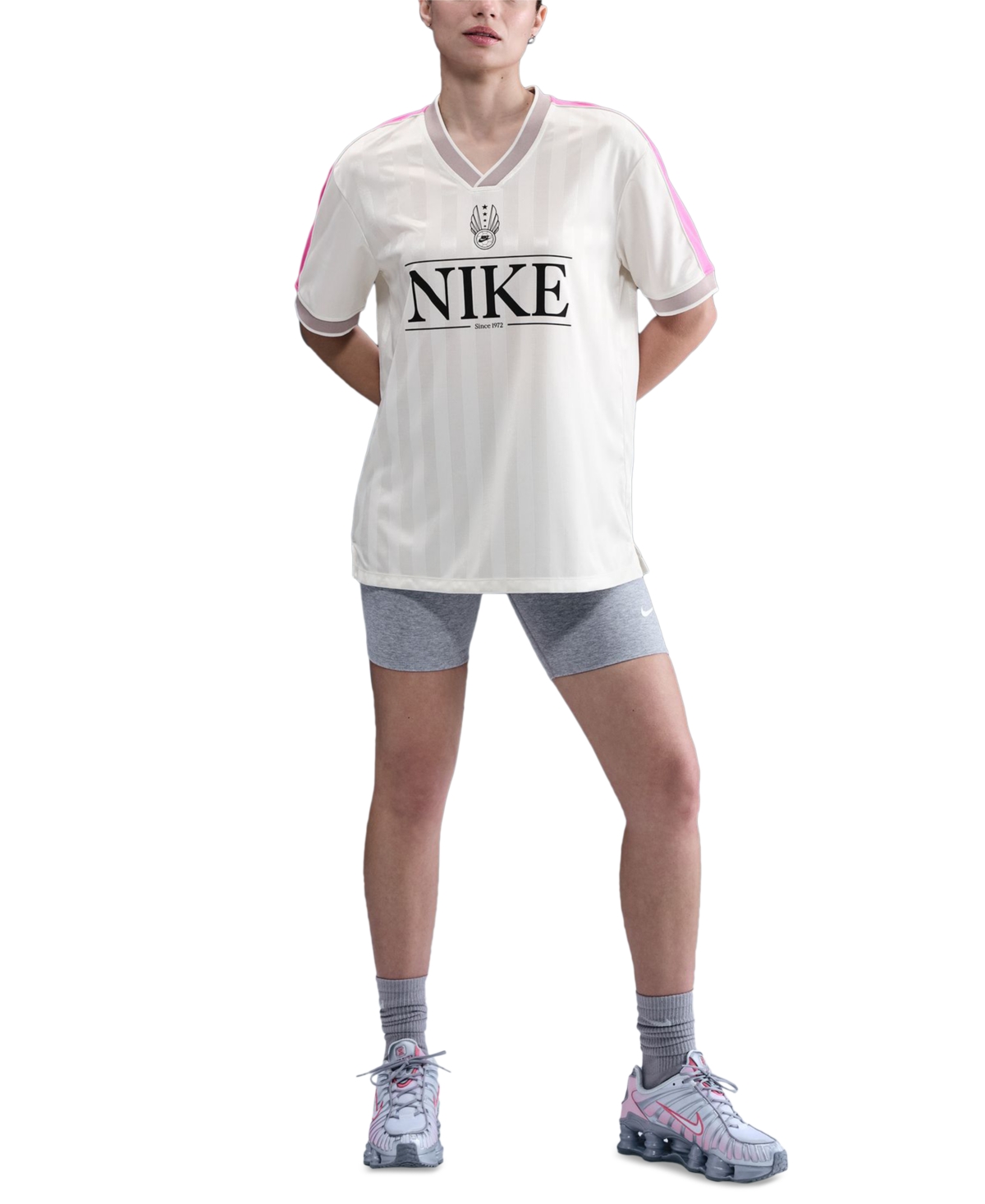 Nike Sportswear V-neck Graphic Jersey In White