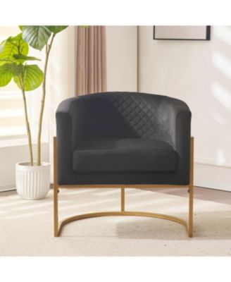 Streamdale Upholstered velvet chair Gold metal bracket, medieval living room office tea room lounge chair with curved backrest