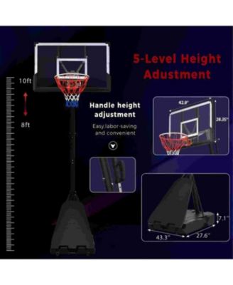 Portable Basketball Hoop System ,8-10ft Height Adjustable for Youth Adults LED Basketball Hoop Lights