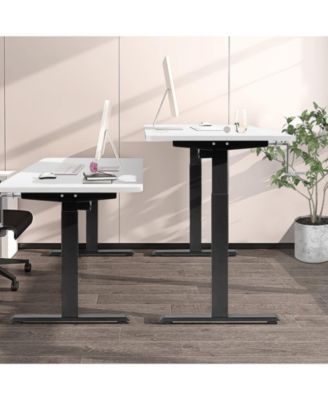 Hand Crank Stand Up Desk Frame, Manual Height Adjustable Standing Workstation with Foldable Crank Handle, Cable Management Tray