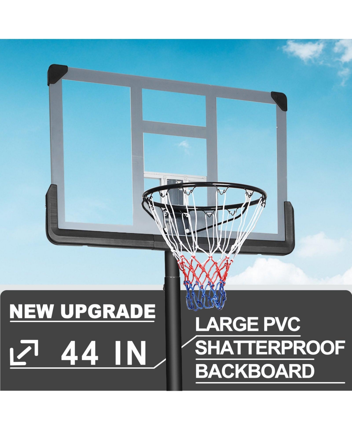 Portable Basketball Hoop Backboard System Stand Height Adjustable 6.6ft