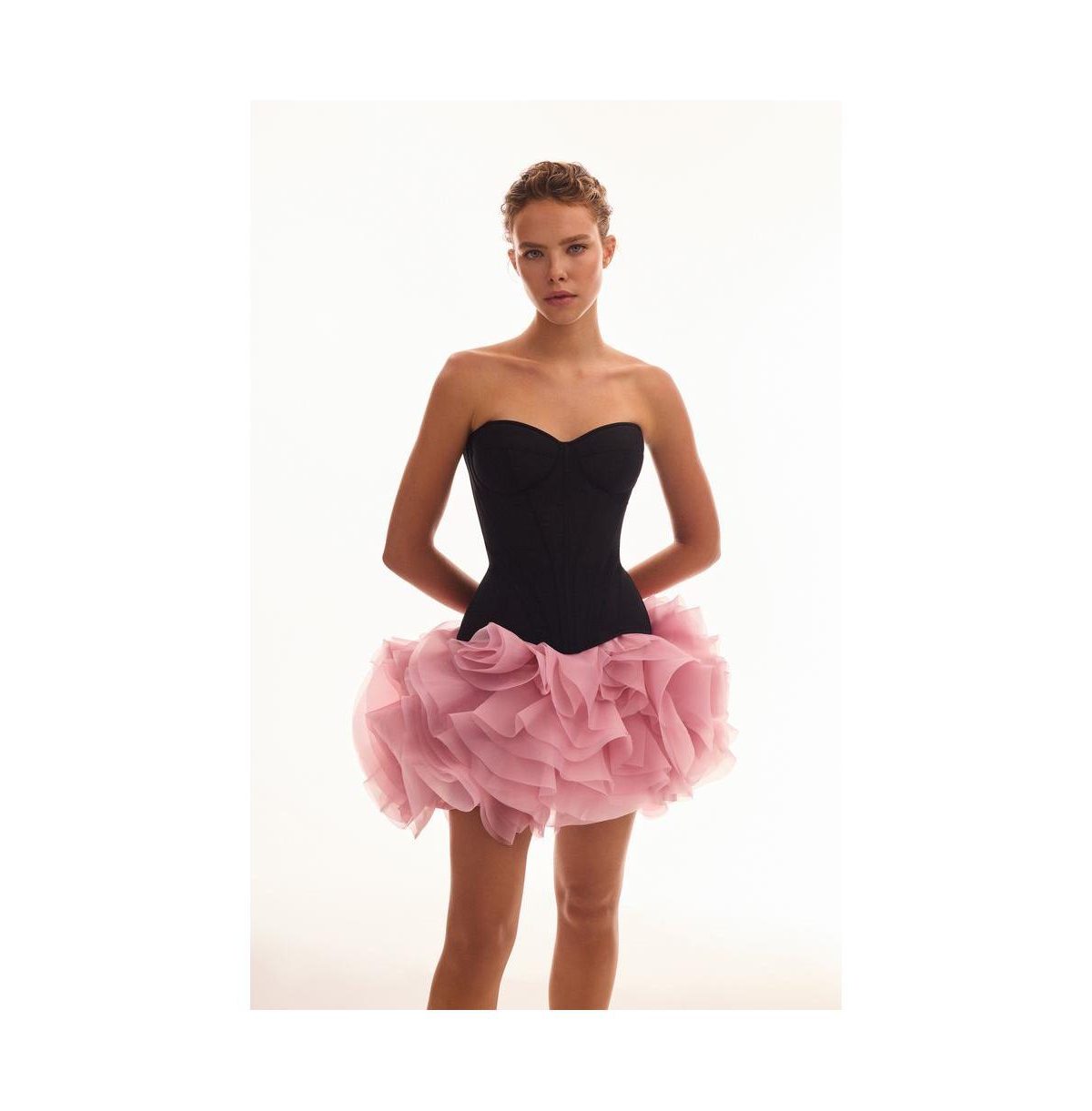 Women's Smart heart-shaped low-waist black fitted corset - Black