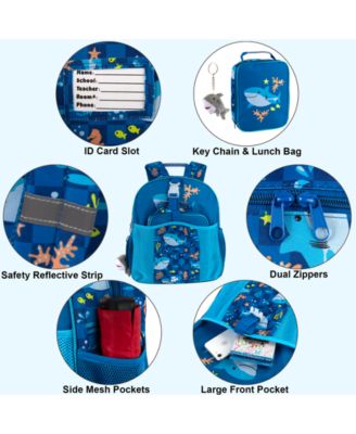 Up We Go Shark Backpack, Lunch Bag & Plush Key Chain, 3 Piece Set