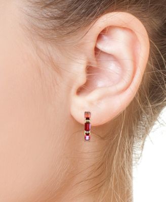 EFFY&reg; Garnet (2-3/8 ct. t.w.) & Diamond Accent Small Hoop Earrings in 14k Yellow Gold, 0.75" 