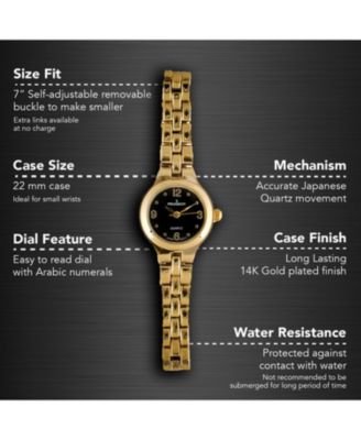 Women's Small Face Gold-Tone Link Watch with Gold-Tone Metal Bracelet