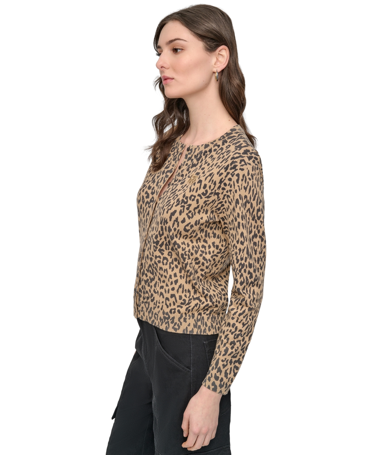 Dkny Jeans Women's Cheetah-print Cardigan Sweater In Multi