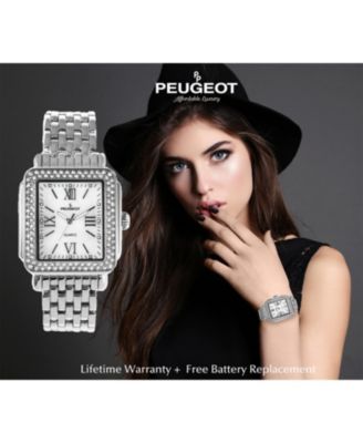 Women's 36X30mm Silver Tank Bracelet Watch Panther Link Bracelet