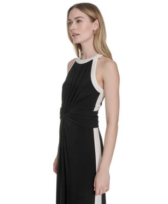 Women's Halter Twist-Front Wide-Leg Jumpsuit