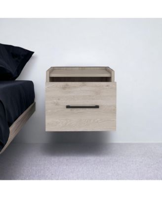 Modern One-Drawer Faux Wood Floating Nightstand – Space-Saving Design