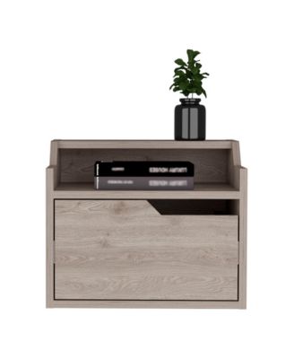 Modern Floating Nightstand with One Drawer – Faux Wood Design