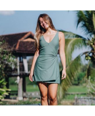 Plus Size Alana Wrap-Style Swim Dress With Hidden Bottoms and Adjustable Straps
