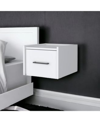 Floating Nightstand with One Drawer in Faux Wood – Space-Saving Storage Solution