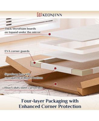 24x32 Inch Brushed Gold Bathroom Vanity Mirror Tempered Glass Metal Framed