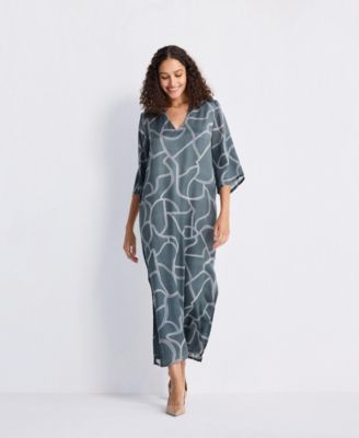 Women's Maxi Dress with Side Slits in Mosaic