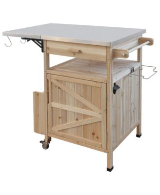 Outdoor Grill Cart with Stainless Steel Top & Storage