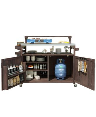 Outdoor Kitchen Island with Stainless Steel Top & Storage
