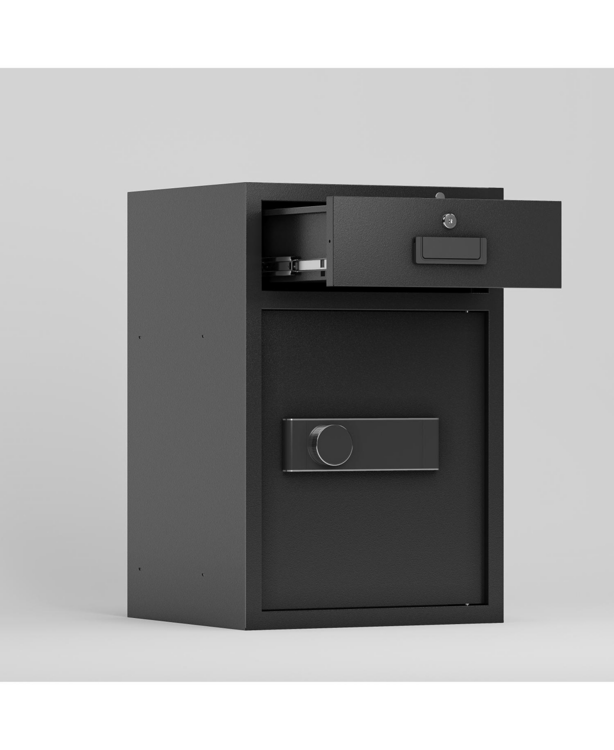 Business Coin Slot Safe - Electronic Lock, Keys, 23.6"x15.7"x14.5" - Black
