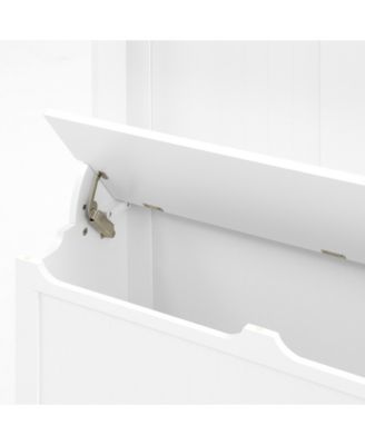 Entryway Bench with Coat Rack, Shoe Storage, & Hooks - White