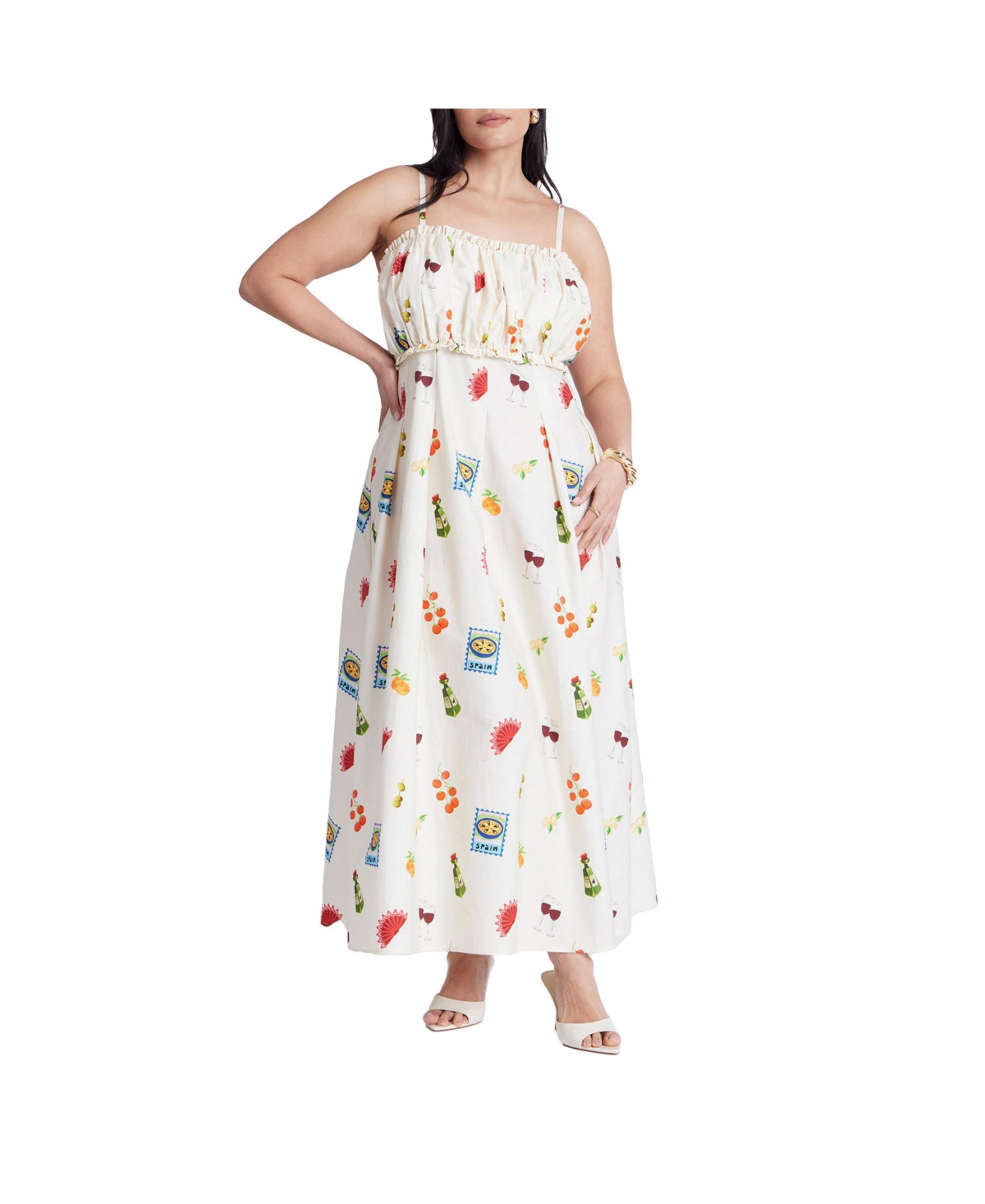 Women's Shirred Bodice Ruffle Maxi Dress - Olive you