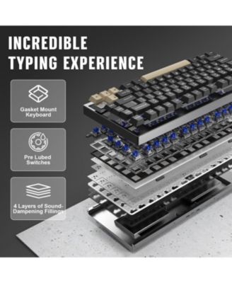 AL75 PRO 75% Wireless Mechanical Gaming Keyboard,Full Aluminum CNC,BT/2.4G/Wired,PBT Keycaps,Gasket Mounted Hot Swap,Custom RGB Backlight, Programmable for Mac/Win(Blue Grey Tactile)