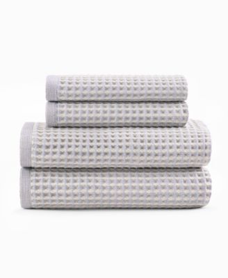 Yarn Dyed Waffle Unbleached Cotton Bath Towel Set