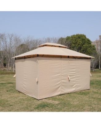 13x10 Outdoor Gazebo Canopy Tent w/ Mosquito Net - Khaki Top