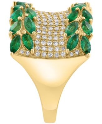 EFFY&reg; Emerald (2-7/8 ct. t.w.) & Diamond (1/2 ct. t.w.) Statement Ring in 14k Yellow Gold