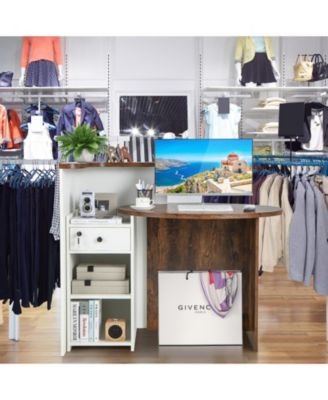Front Reception Office Desk with Open Shelf and Lockable Drawer