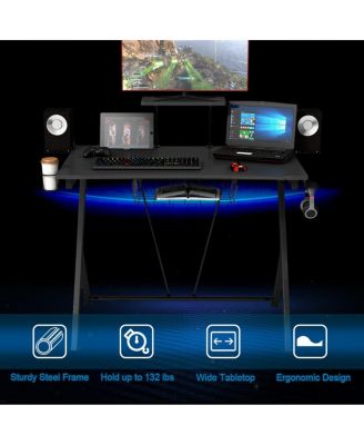 Multifunctional E-Sport Gaming Desk with Headset Hook and Cup Holder