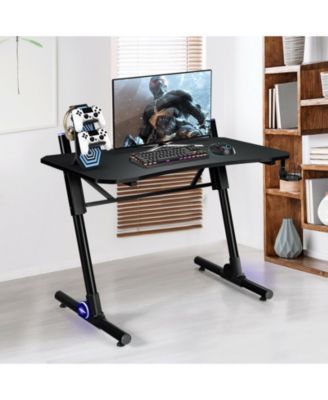 43.5 Inch Height Adjustable Gaming Desk with Blue LED Lights