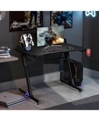 43.5 Inch Height Adjustable Gaming Desk with Blue LED Lights