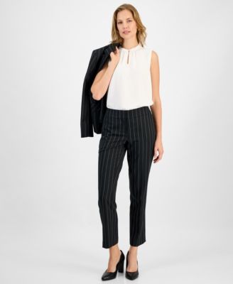 Kasper - Press-Pleat Fly-Front Pants, Regular & Petite Sizes