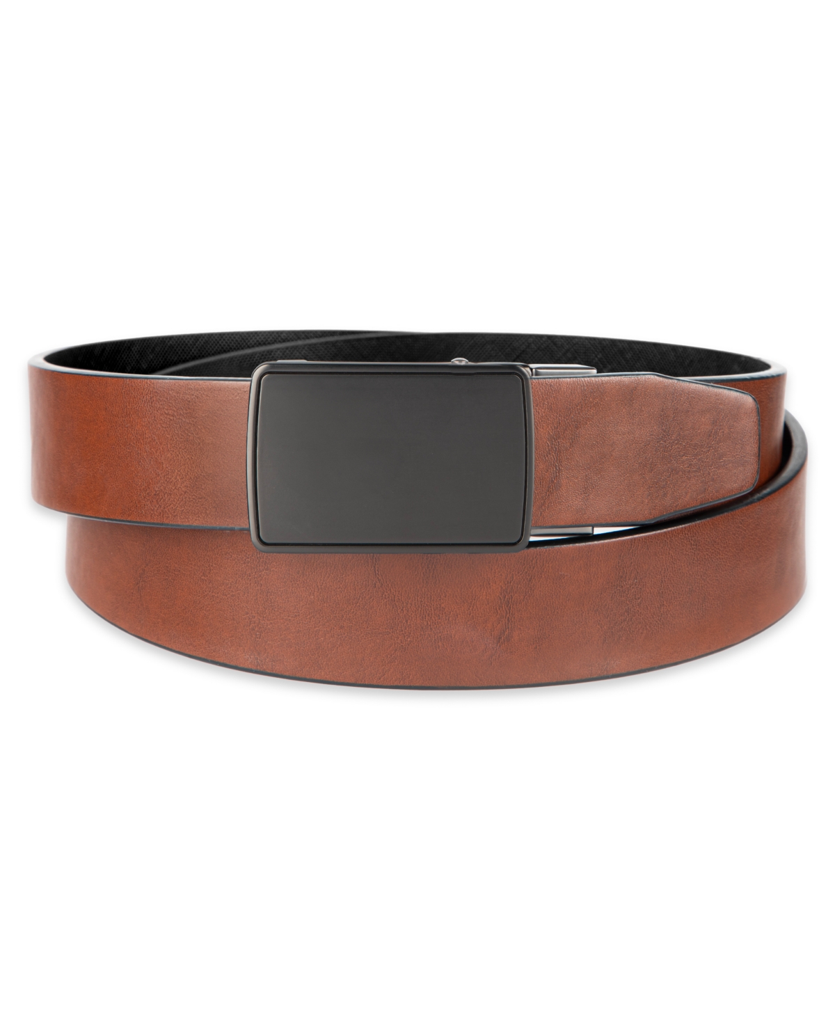 Men's 2-In-1 Reversible AlfaTech Custom Fit Pressure Locking Plaque Buckle Belt - Cognac, Black
