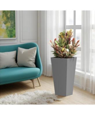 Metal Tapered Planter - 30" Tall, Burnished Grey