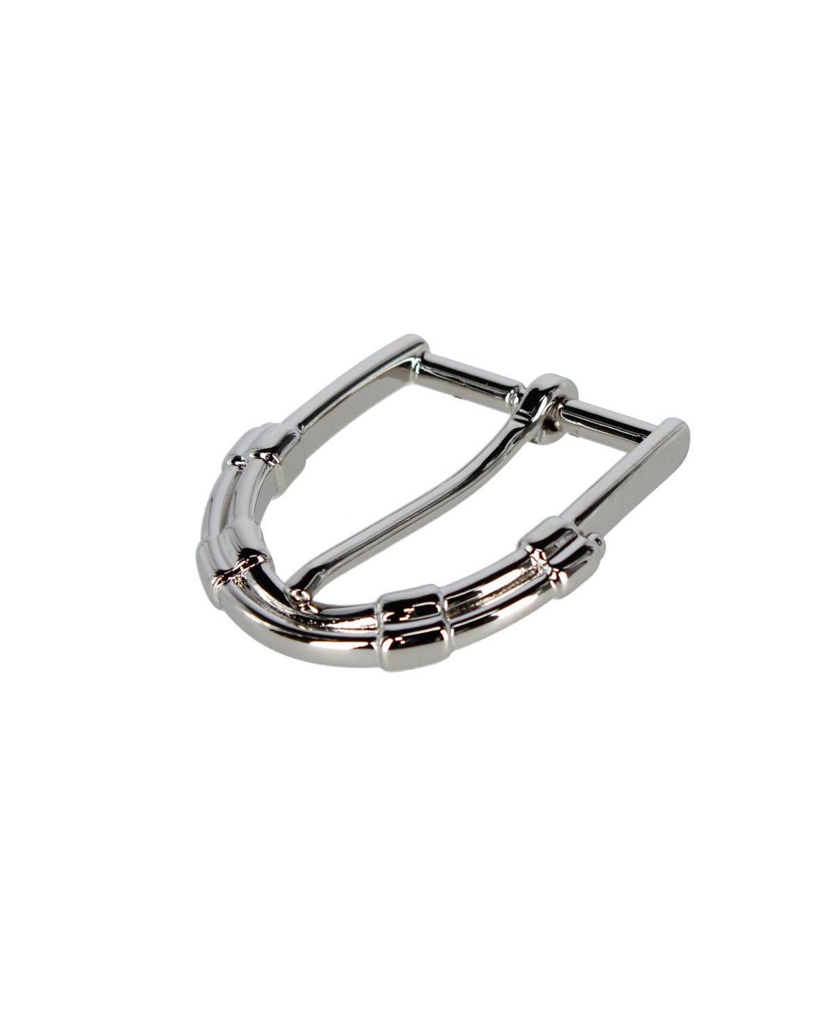 Men's 35mm Italian Solid Brass Mini-Horseshoe Harness Belt Buckle - Shiny nickel