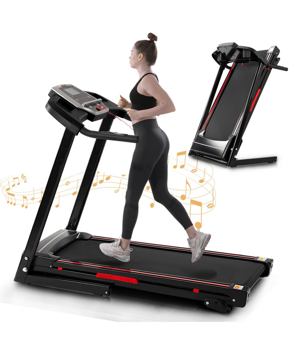 Electric Folding Treadmills for Running Walking with 12 Preset Programs&#xFF0C;3.5HP Portable Foldable with Incline