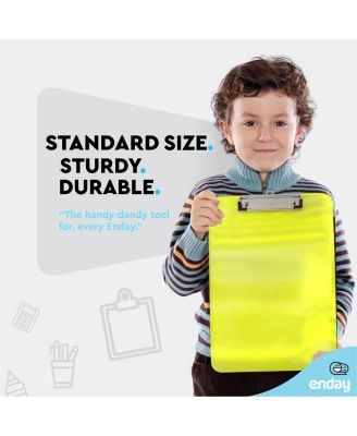 Plastic Clipboard Standard Size Pink, Translucent Low Profile Clip Board, Hangable Clipboard, 12.7” x 9”, Holds 100 Sheets, 1 Pc - by Enday