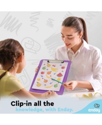 Plastic Clipboard Standard Size Pink, Translucent Low Profile Clip Board, Hangable Clipboard, 12.7” x 9”, Holds 100 Sheets, 1 Pc - by Enday