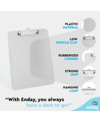 Plastic Clipboard Standard Size Pink, Translucent Low Profile Clip Board, Hangable Clipboard, 12.7” x 9”, Holds 100 Sheets, 1 Pc - by Enday