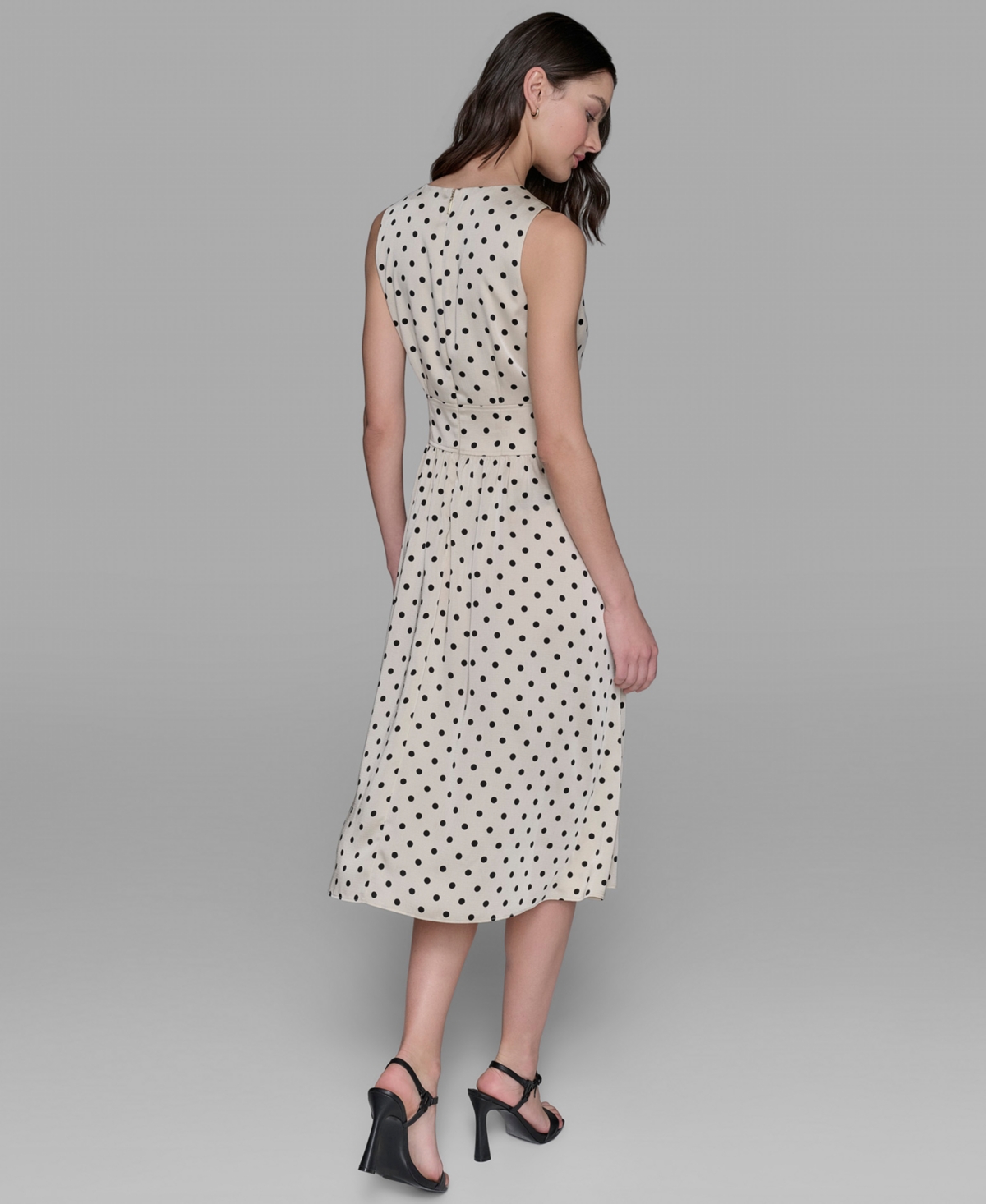 Karl Lagerfeld Printed Hammered Satin Midi Dress In Gray